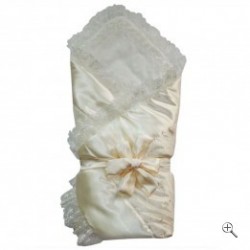 Конверт-одеяло с кружевом на завязке 95*95 см, крем, арт 33150 Papitto