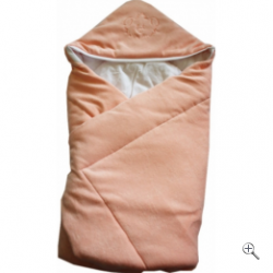 Конверт-одеяло утепленный велюр с вышивкой 2157 персиковый Папитто